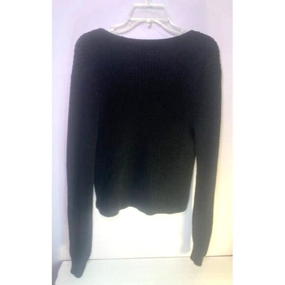 Aeropostale Black Lace-Up Cropped Long Sleeve Knit Sweater Size S - Picture 7 of 8